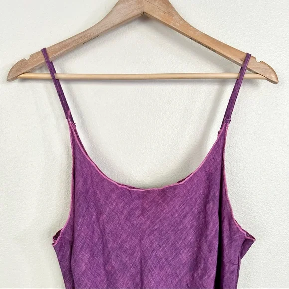 CP SHADES Faye 100% Linen Long Slip Dress in Purple Pink